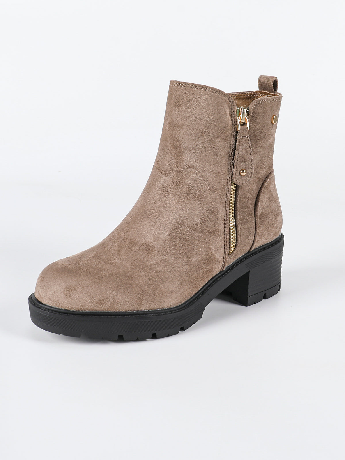 Loretta Khaki Zip Detail Ankle Boots