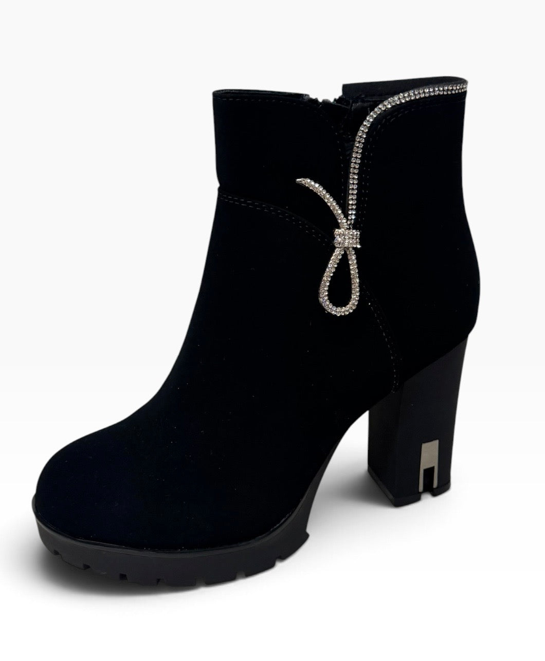 Erica Black Block Heel Ankle Boots