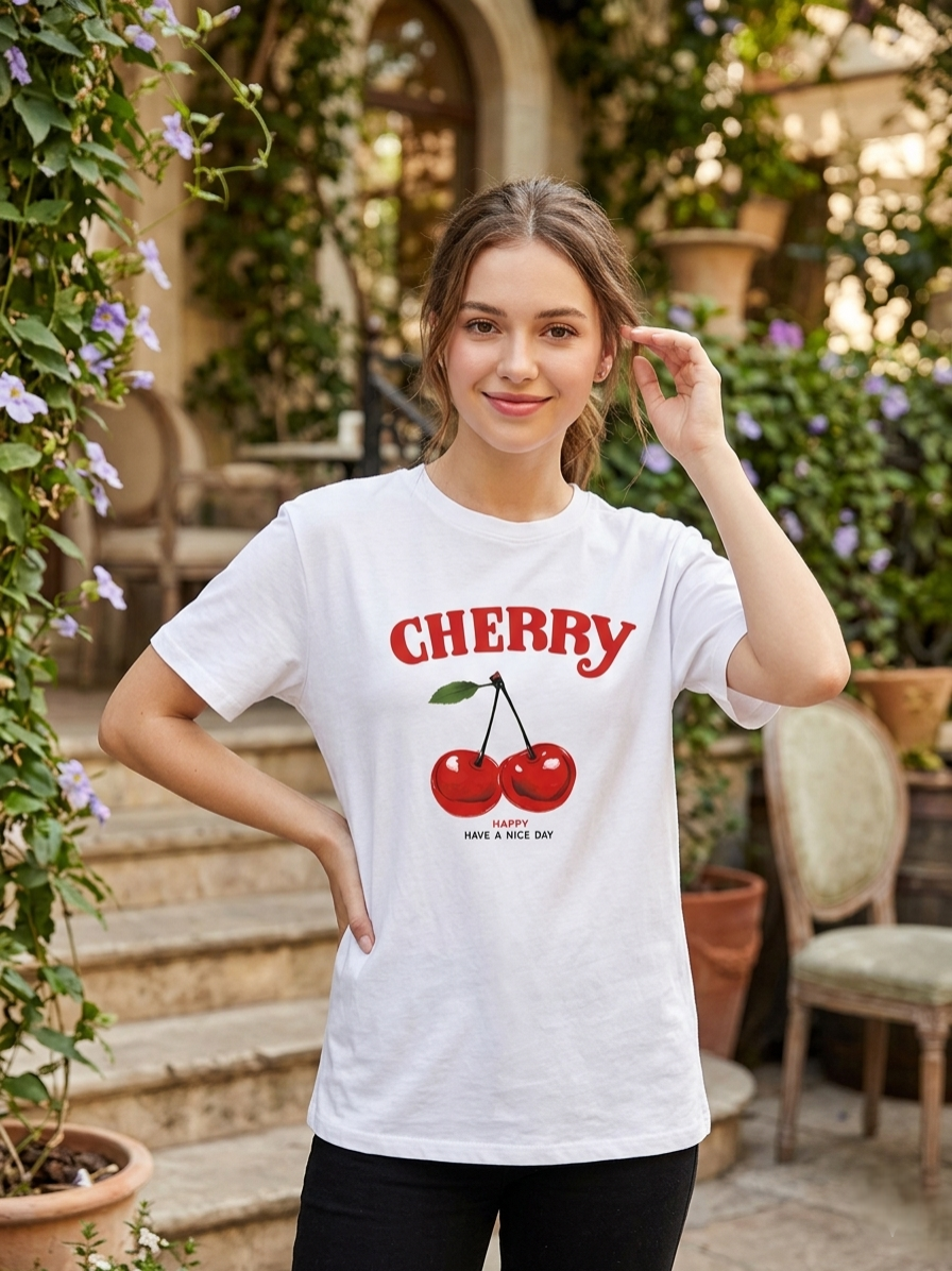 Camila Tee – Cherry Graphic T-Shirt
