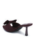 Marilyn Wine Bow Pointed-Toe Mule Heels
