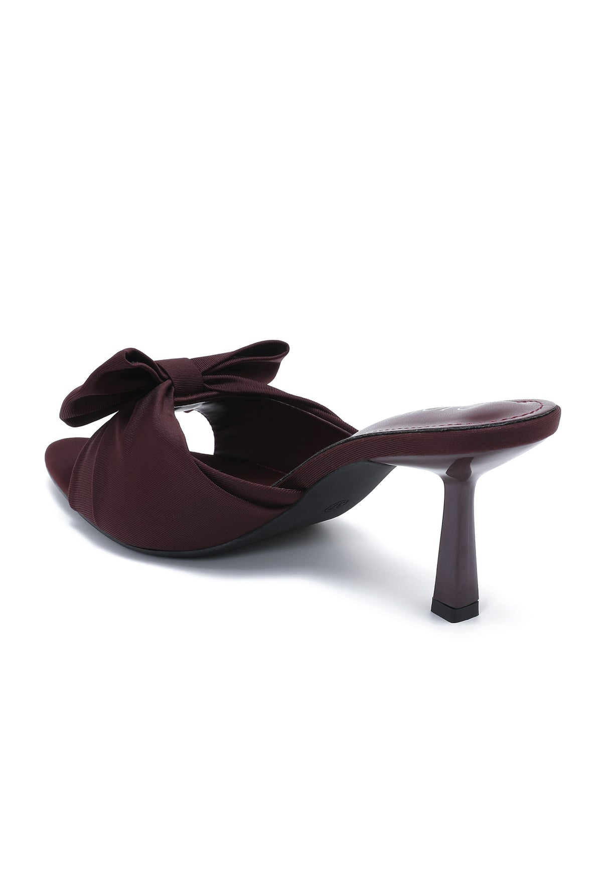 Marilyn Wine Bow Pointed-Toe Mule Heels