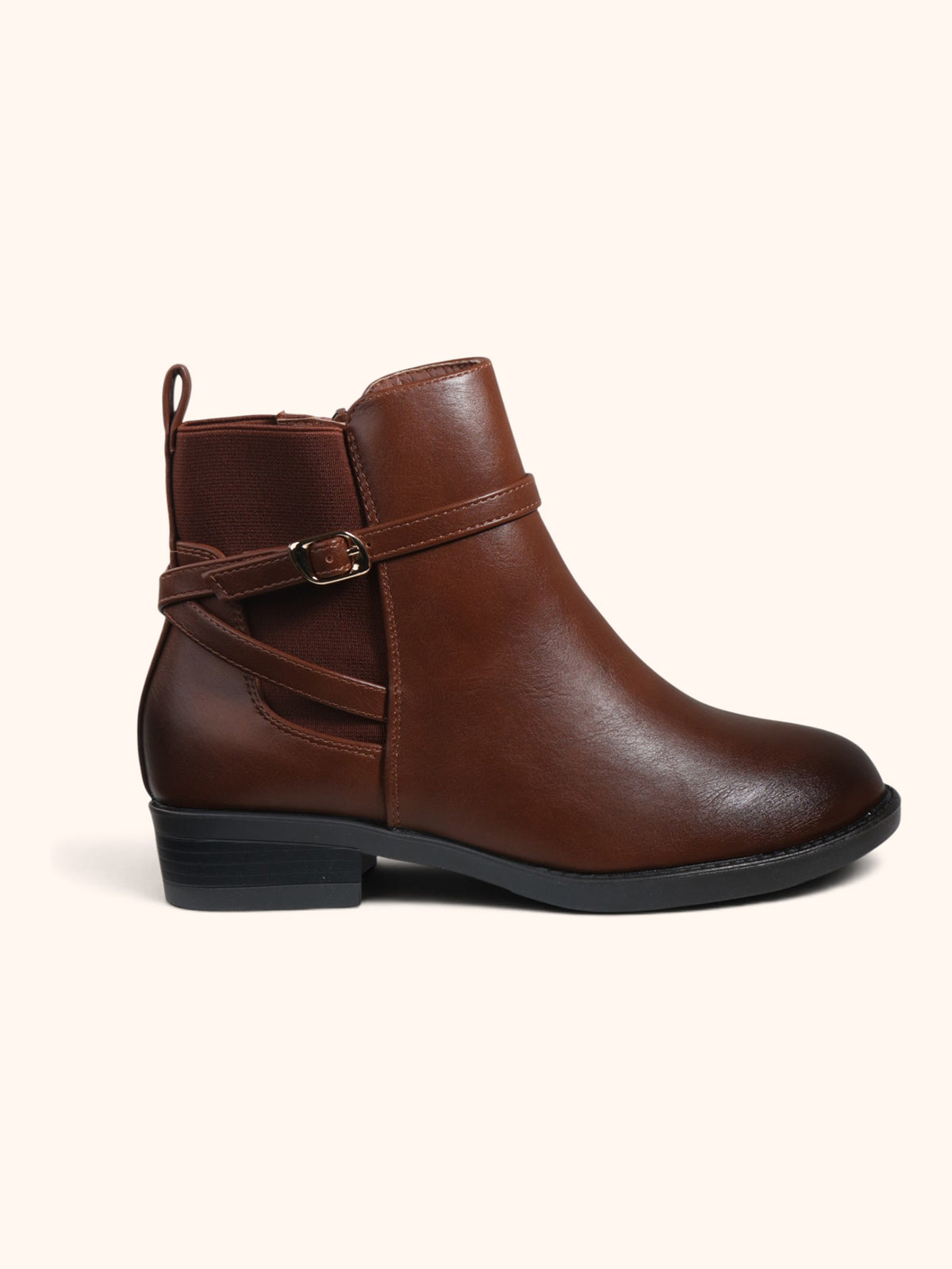 Myra Camel Strap Detail Chelsea Ankle Boots