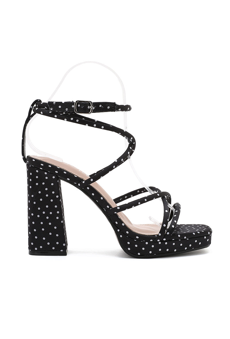 Lor Strappy Platform Block Heel Sandal - Polka Dot