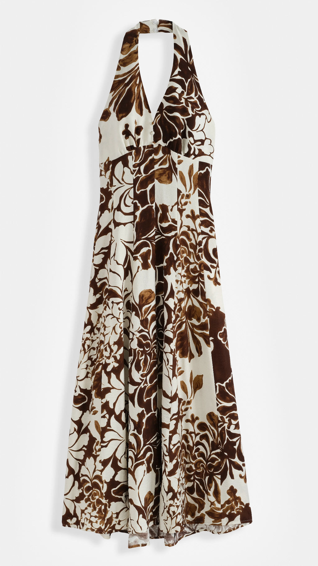 Imogen Floral Halterneck Maxi Dress – Brown & Cream