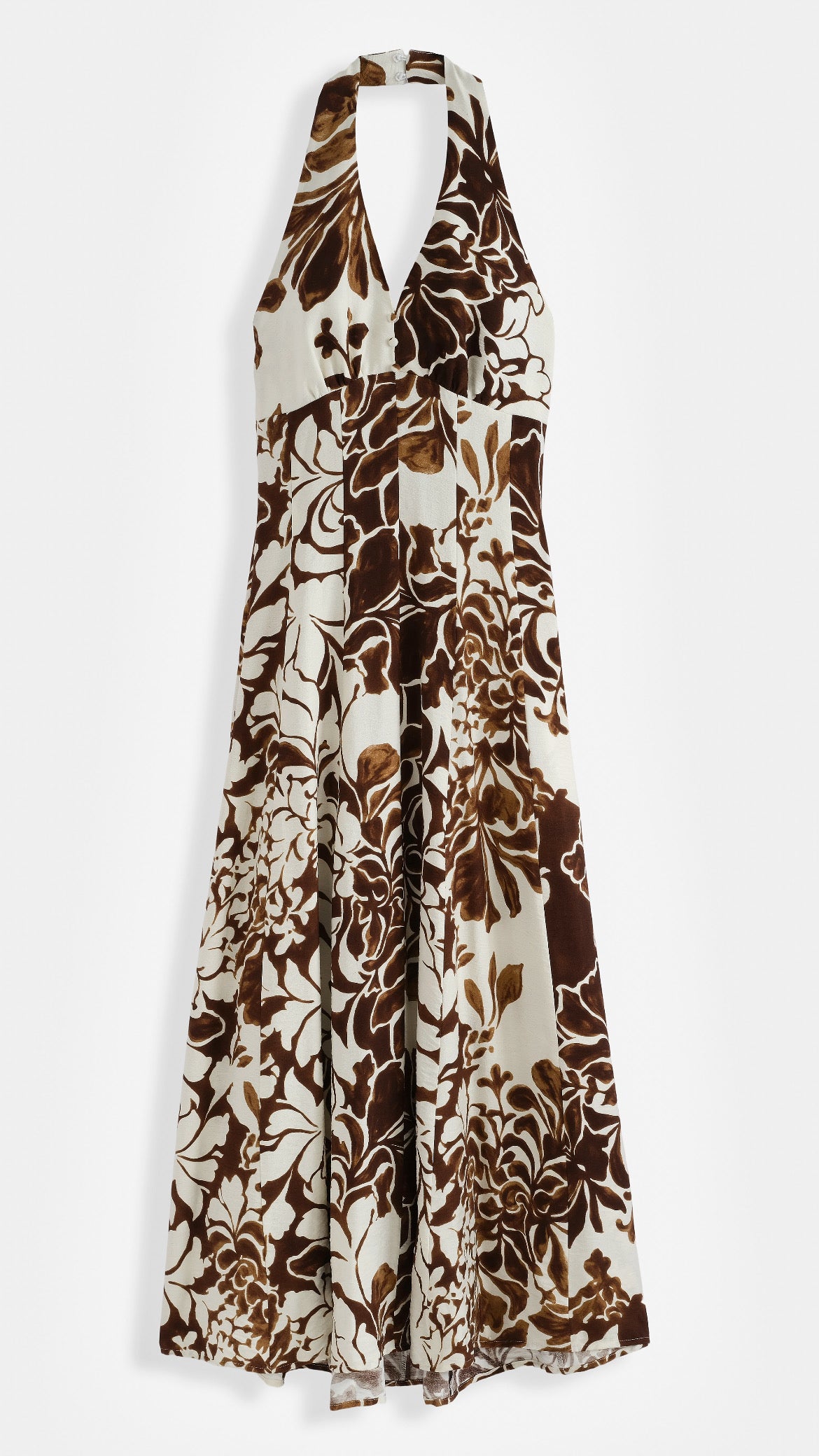 Imogen Floral Halterneck Maxi Dress – Brown & Cream