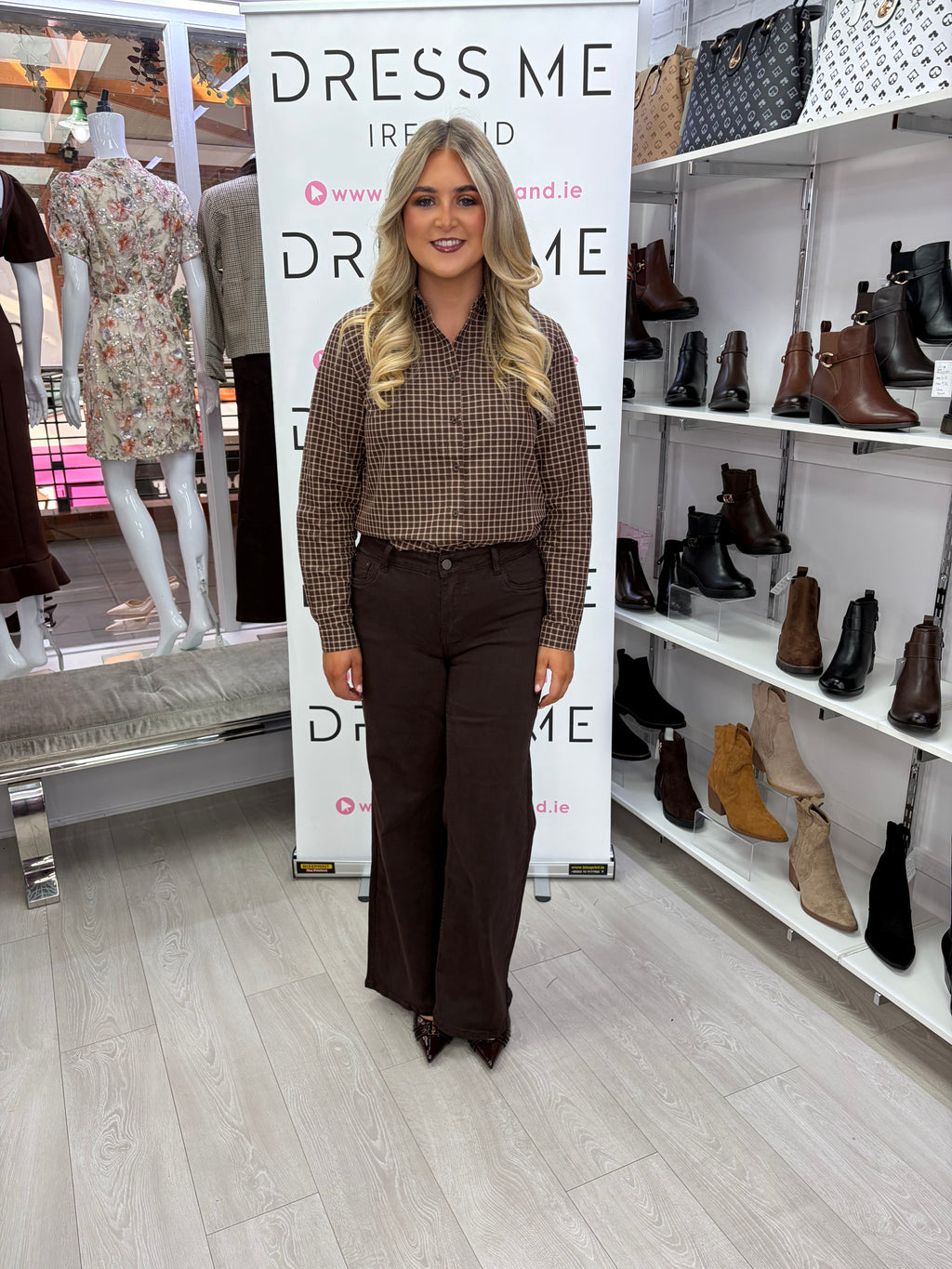 Sophia Check Shirt - Brown