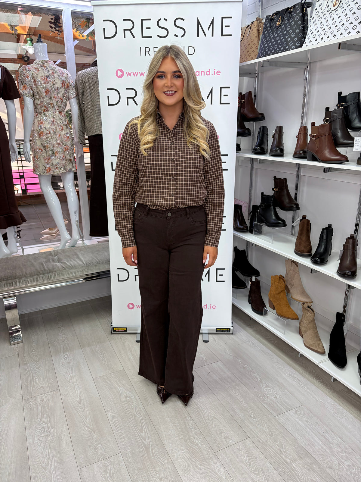 Sophia Check Shirt - Brown