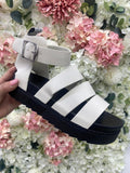 Maya Chunky Buckle Sandals – White