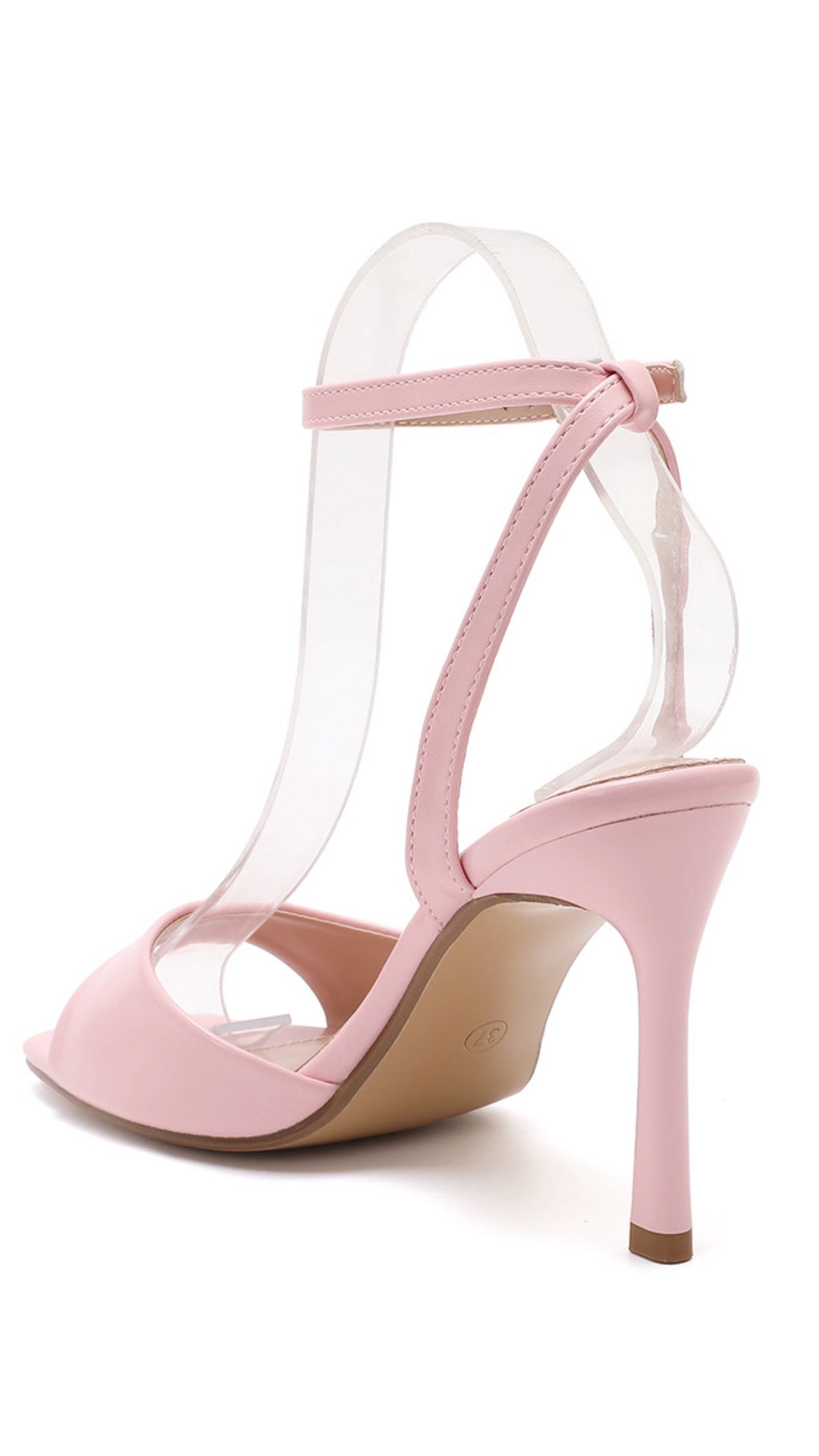 Gigi Pink Ankle Strap Heel – Feminine Open Toe Stiletto