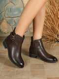 Nicola Brown Buckle Detail Ankle Boots