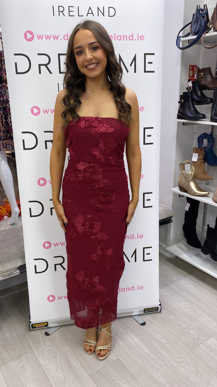 EVE  DRESS - BURGANDY