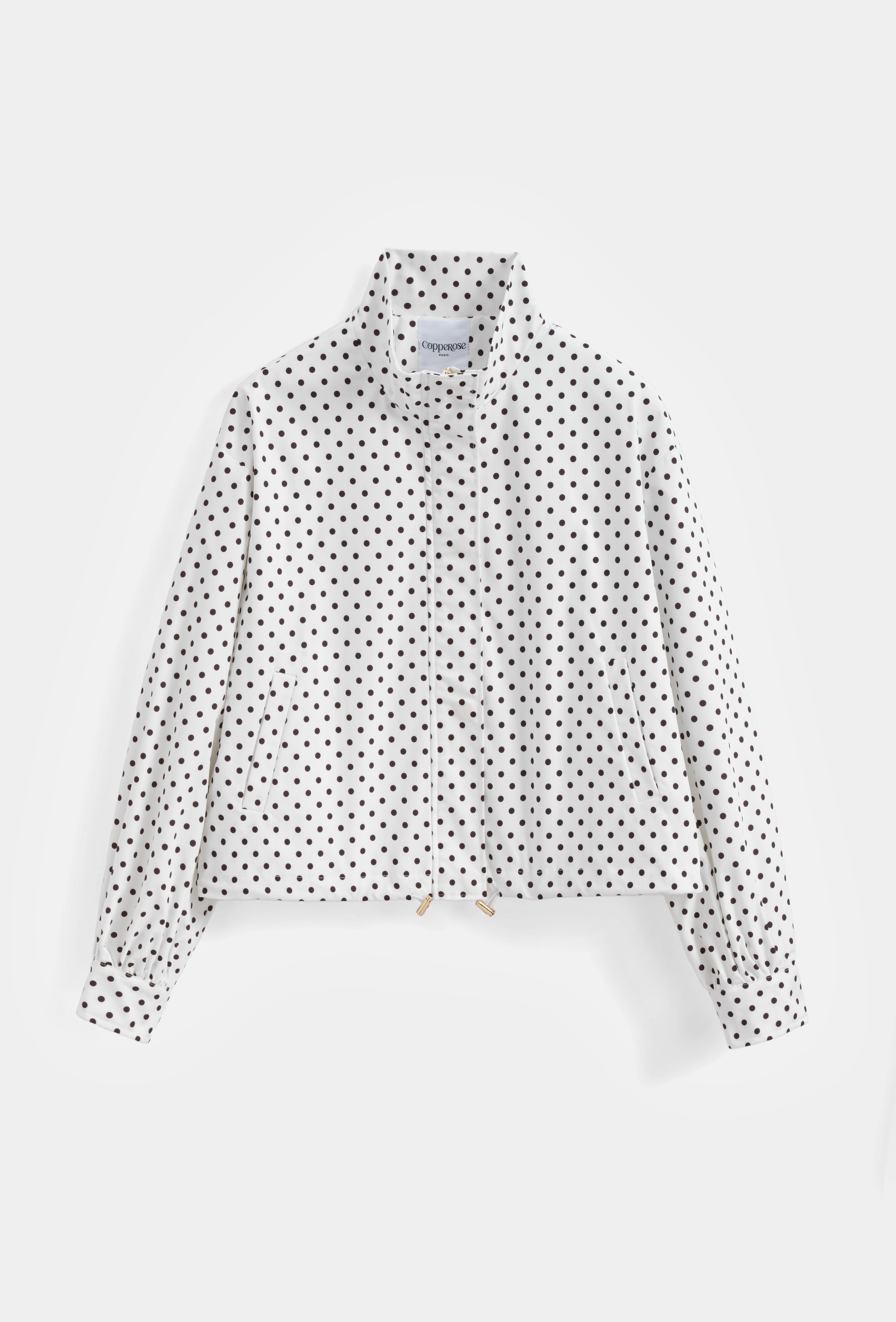 Elara Polka Dot Lightweight Jacket - White