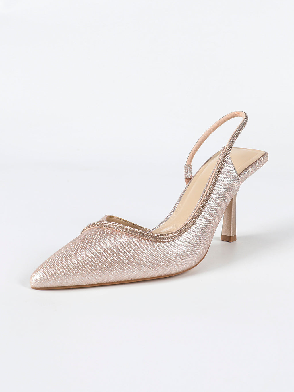 Talia Champagne Women’s Sparkle Slingback Heels