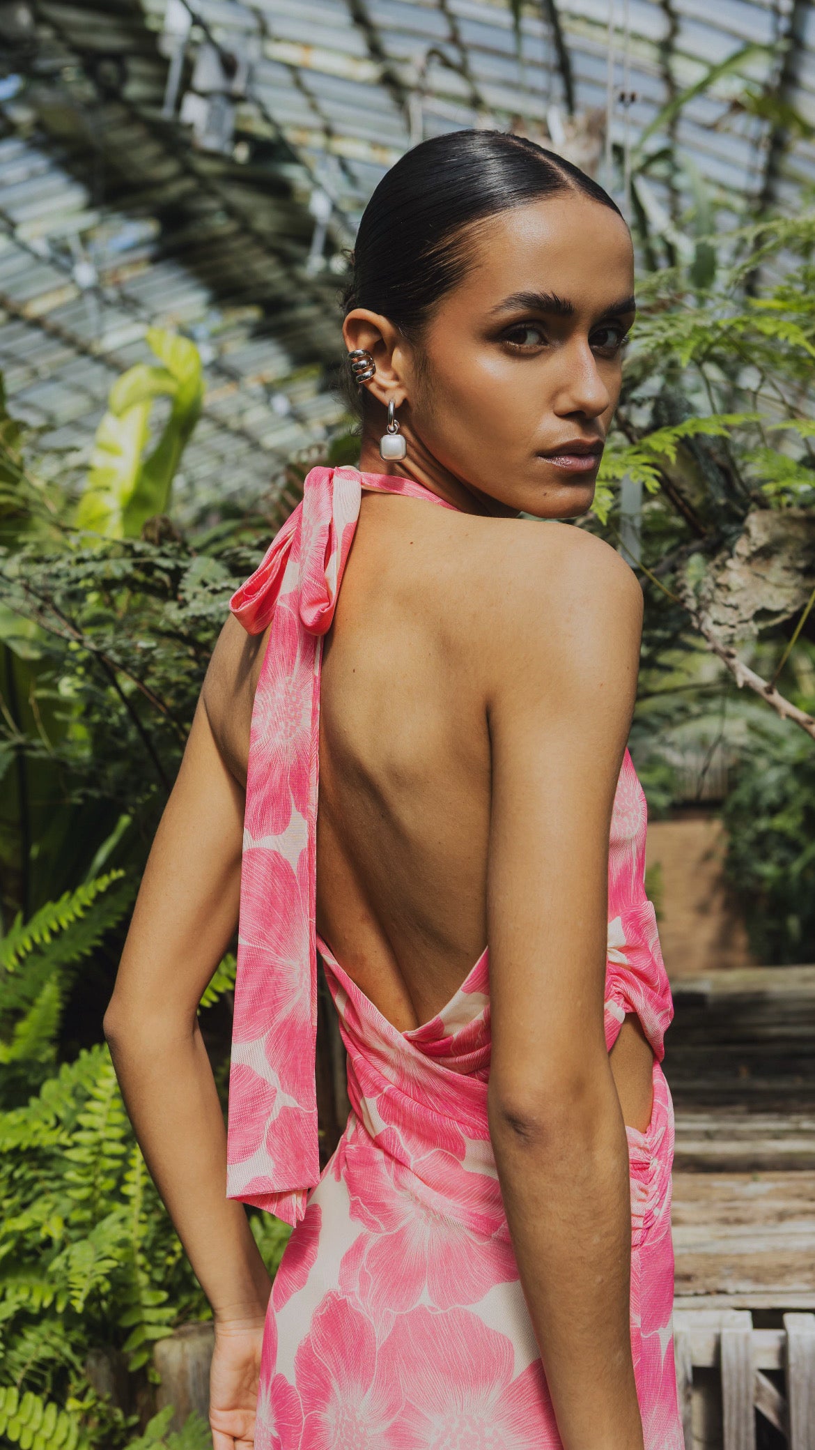 Miley Floral Halterneck Maxi Dress – Pink