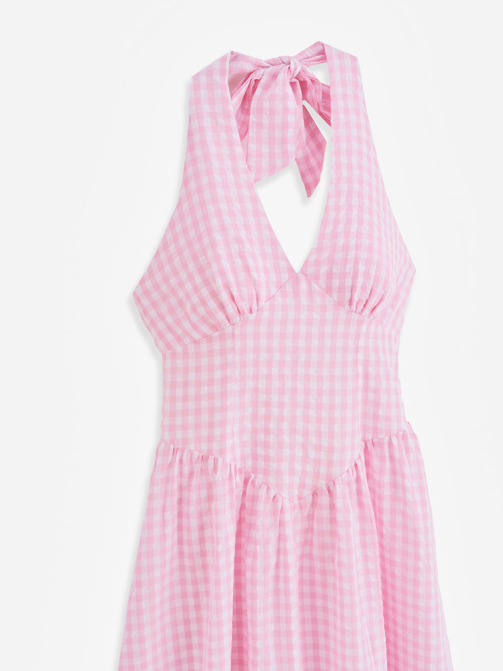 Nova Gingham Halter Neck Midi Dress - Pink
