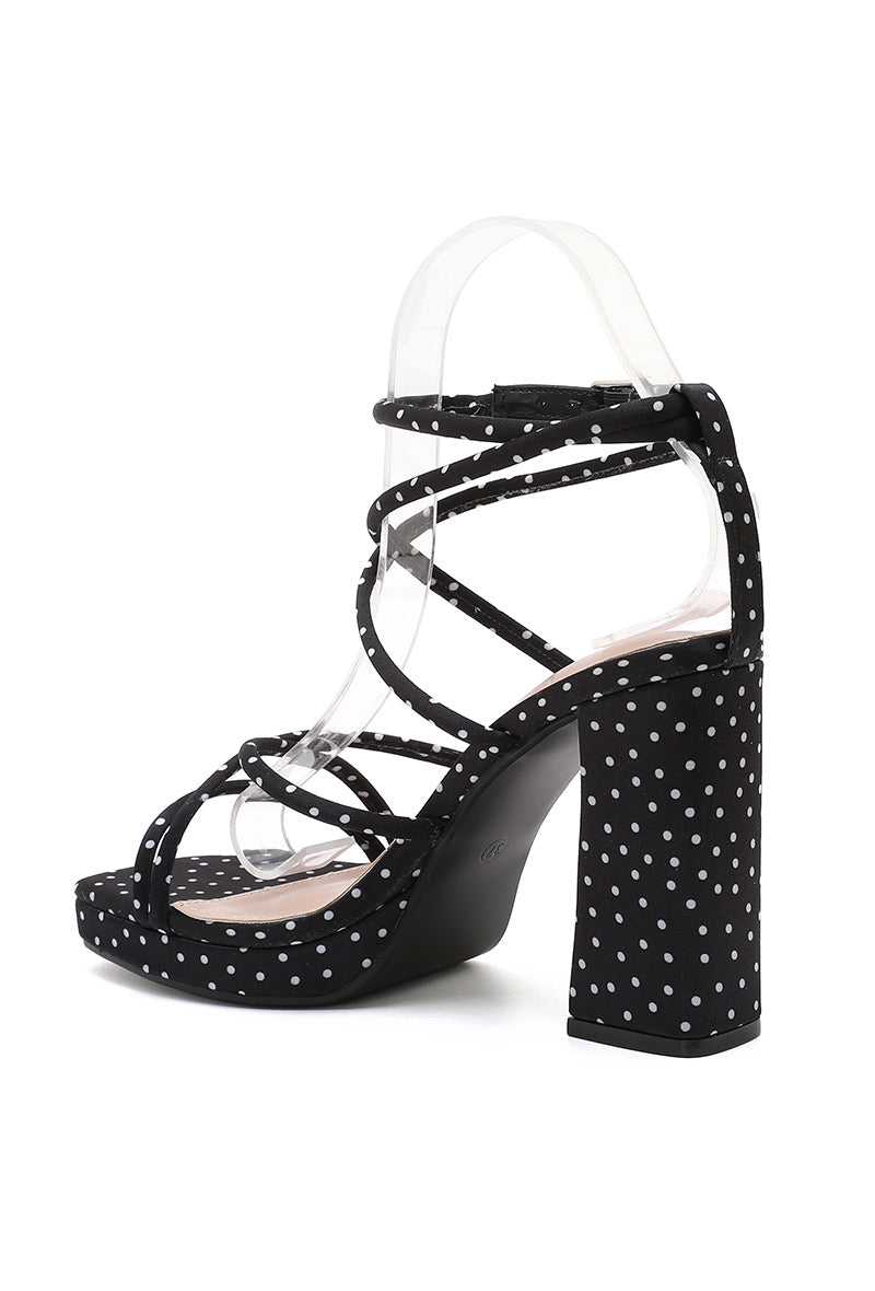 Lor Strappy Platform Block Heel Sandal - Polka Dot