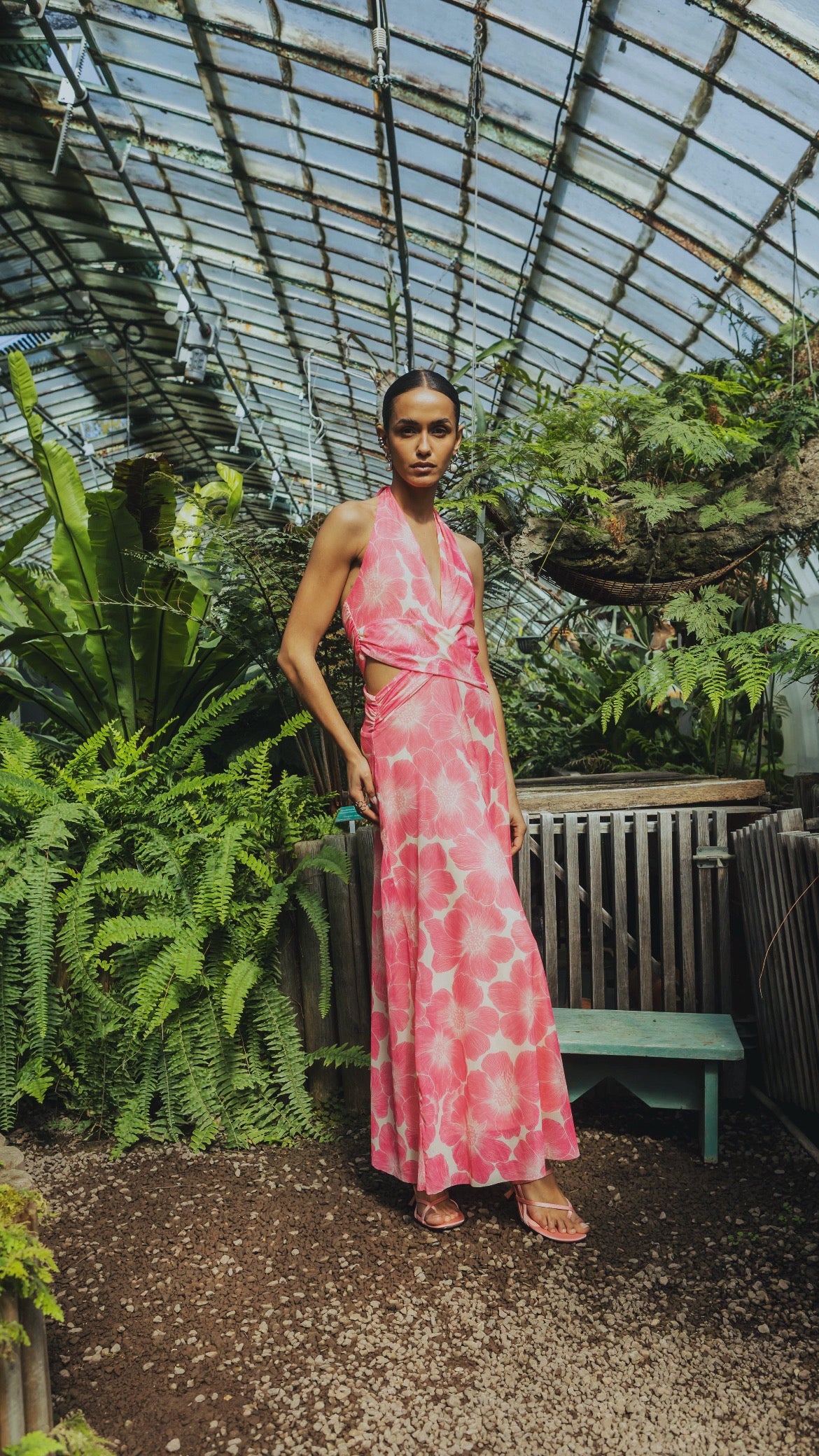 Miley Floral Halterneck Maxi Dress – Pink