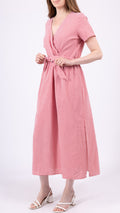 Eabha Red Gingham Wrap Midi Dress