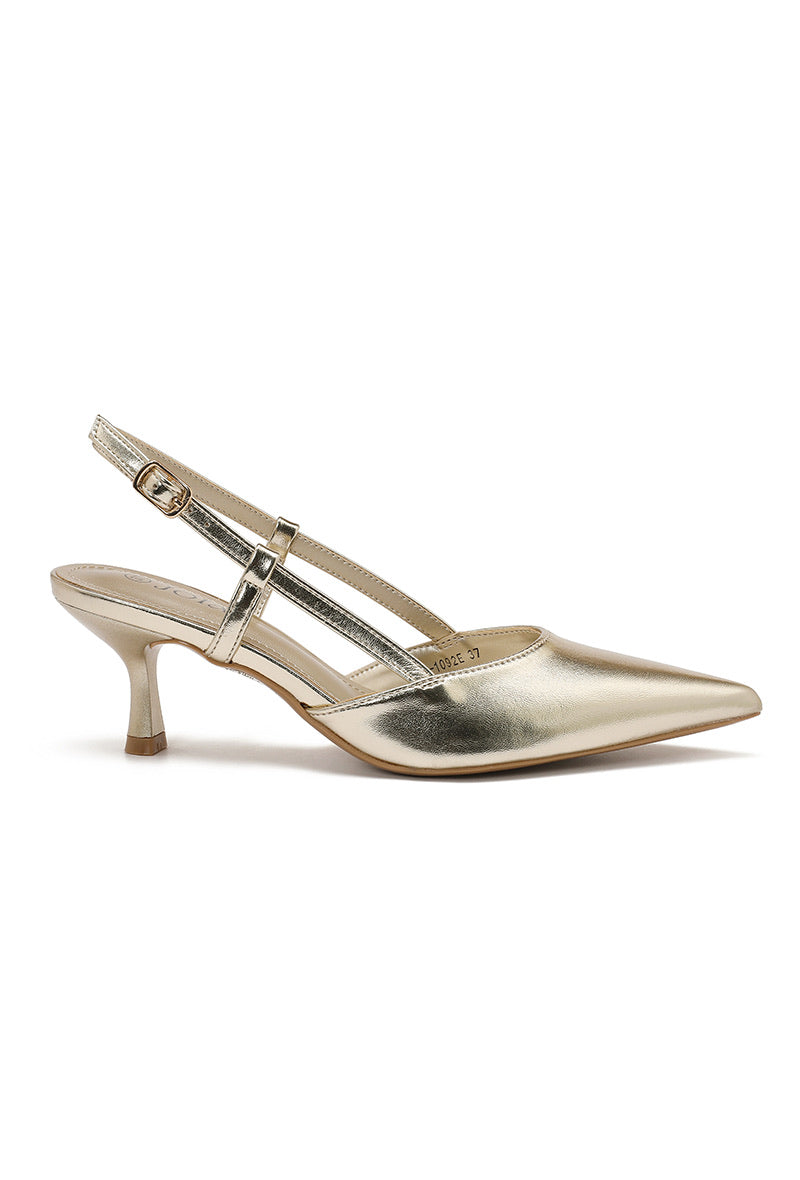 Lara Pointed-Toe Slingback Heel -  Gold