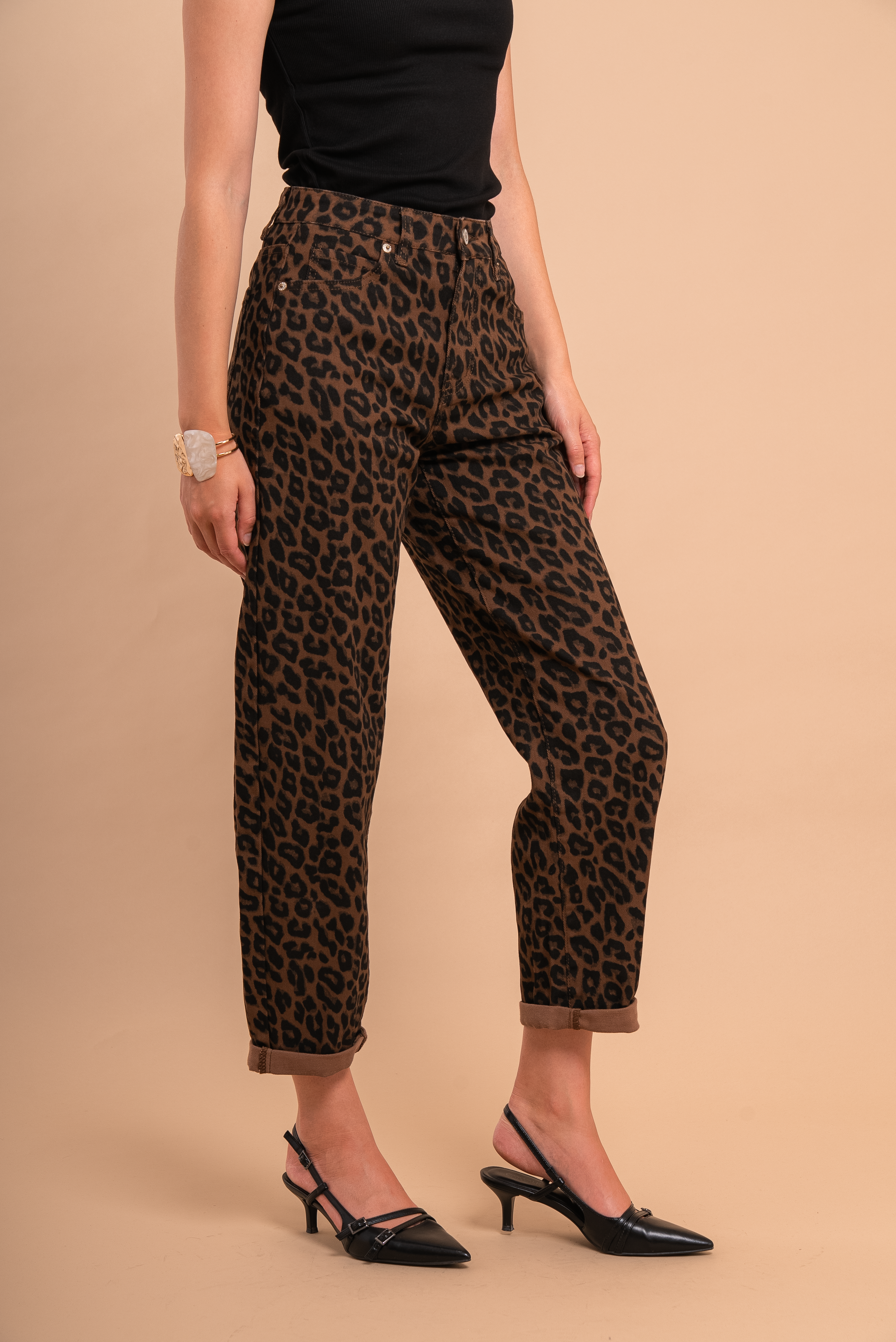 Sally High Rise Leopard Print Jeans