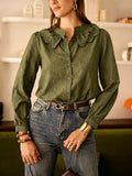 Ruth Embroidered Collar Shirt – Olive Green