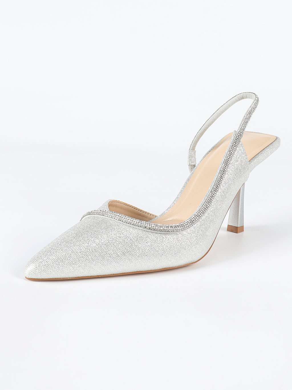 Talia Silver  Women’s Sparkle Slingback Heels