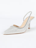 Talia Silver  Women’s Sparkle Slingback Heels