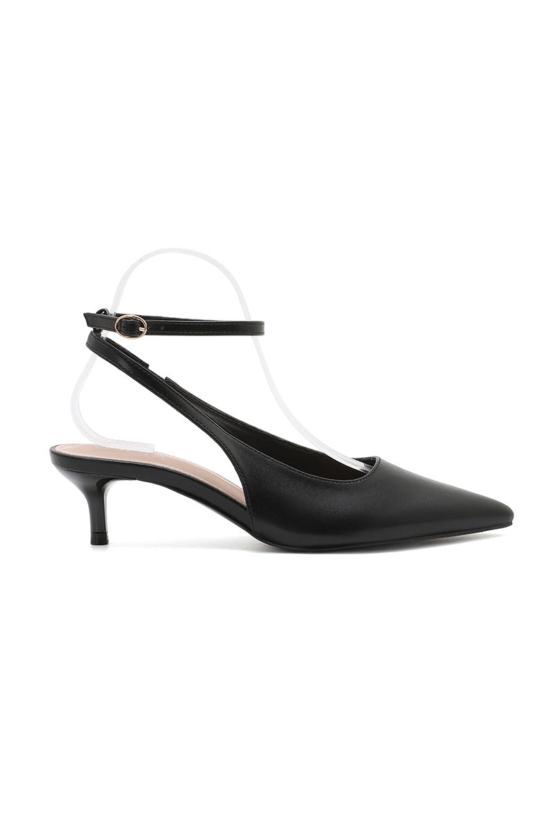 Dolores Pointed- Black Toe Slingback Kitten Heels