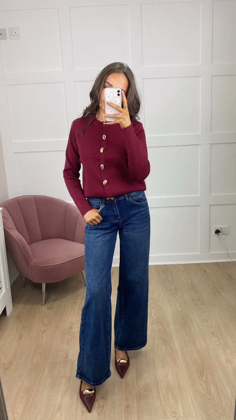 VALERIE WINE CARDIGAN