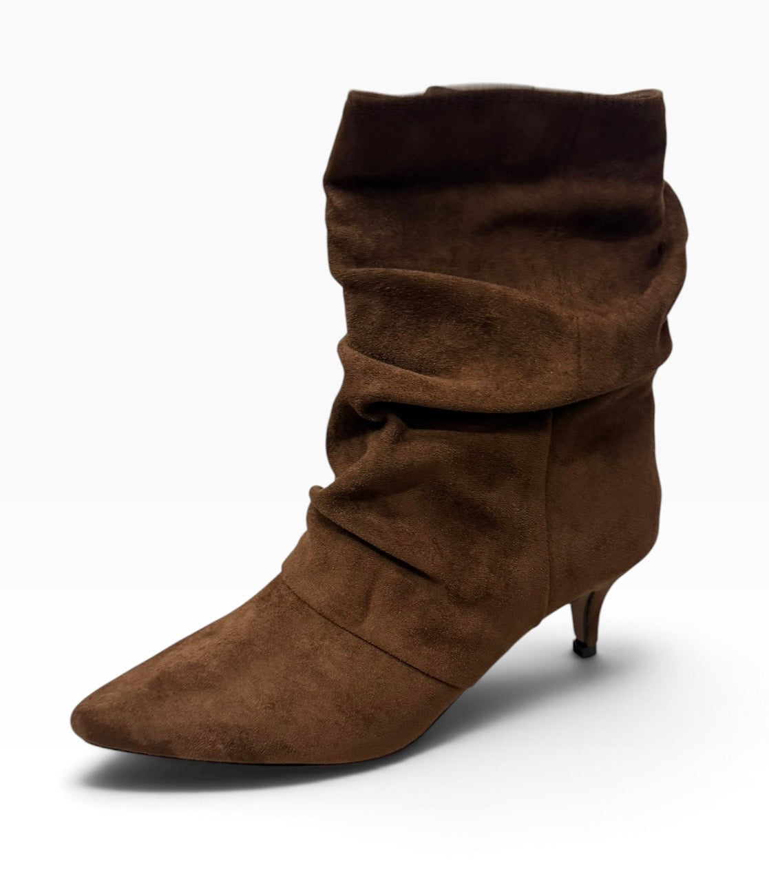 Remy Ruched Kitten Heel Ankle Boots – Moka