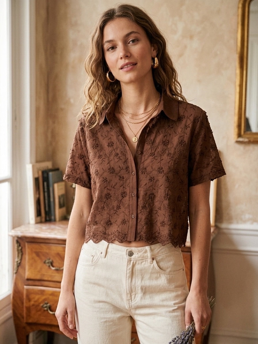 Seren Chocolate Embroidered Shirt