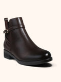 Myra Brown Strap Detail Chelsea Ankle Boots
