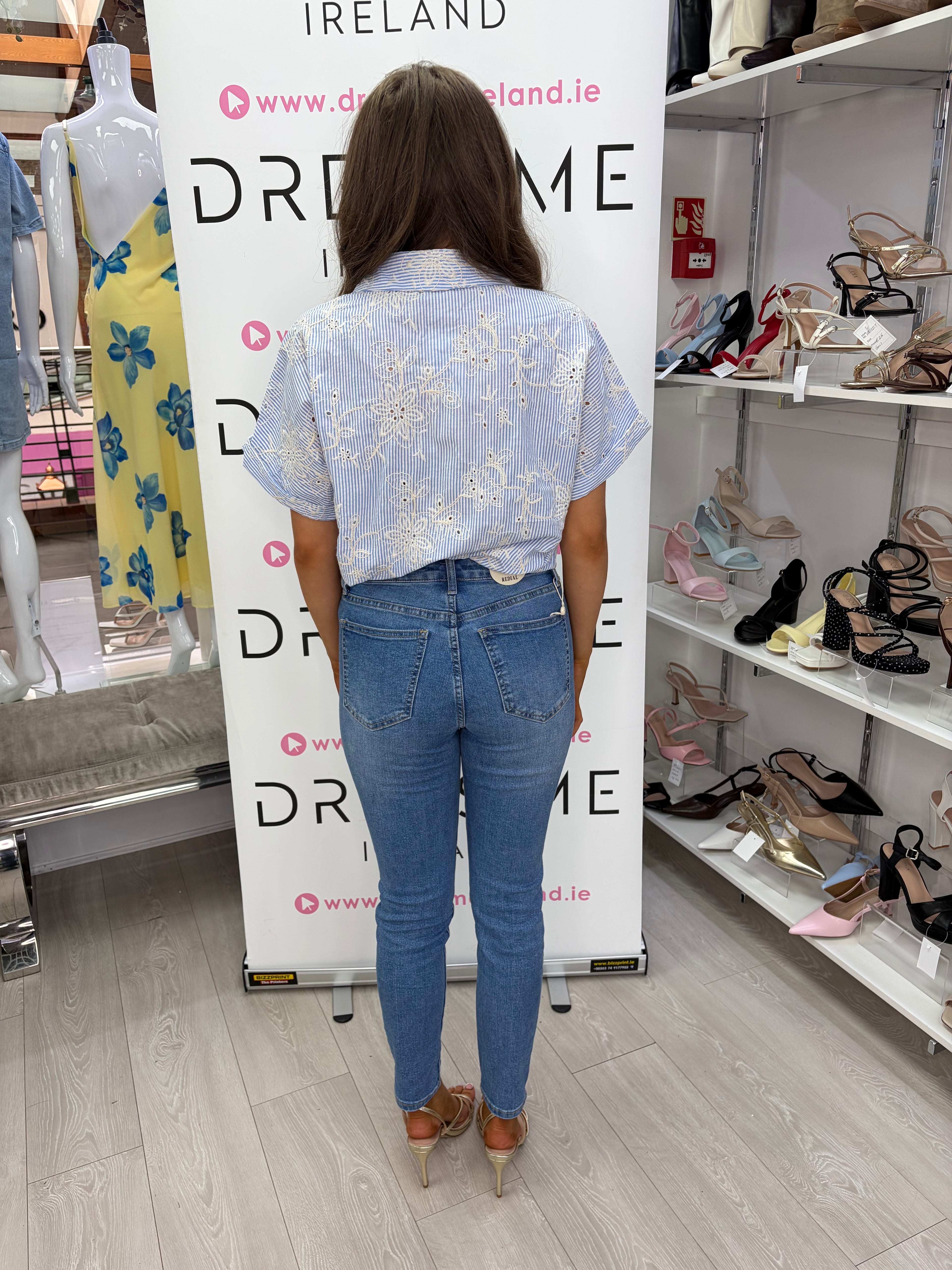 Remi Shirt – Embroidered Stripe Blue Shirt