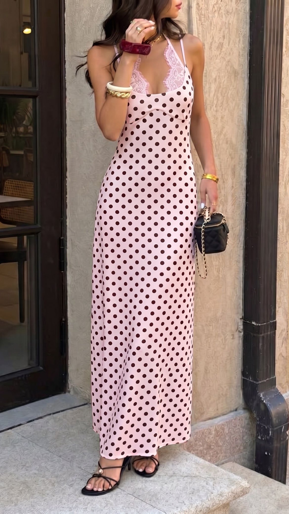 Imogen Polka Dot Maxi Dress - Pink