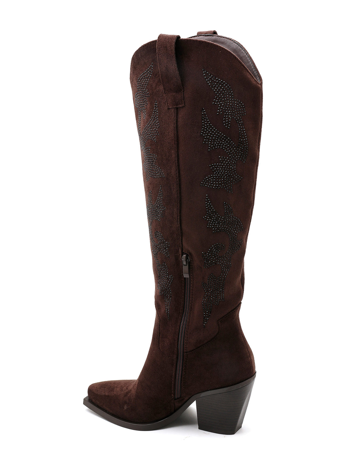 Billie Brown Embellished Western Knee-High Cowboy Boots