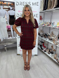 Girl In Mind Leonora Burgundy Check Mini Dress