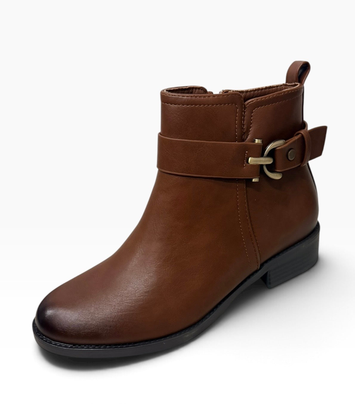 Nicola Camel Buckle Detail Ankle Boots