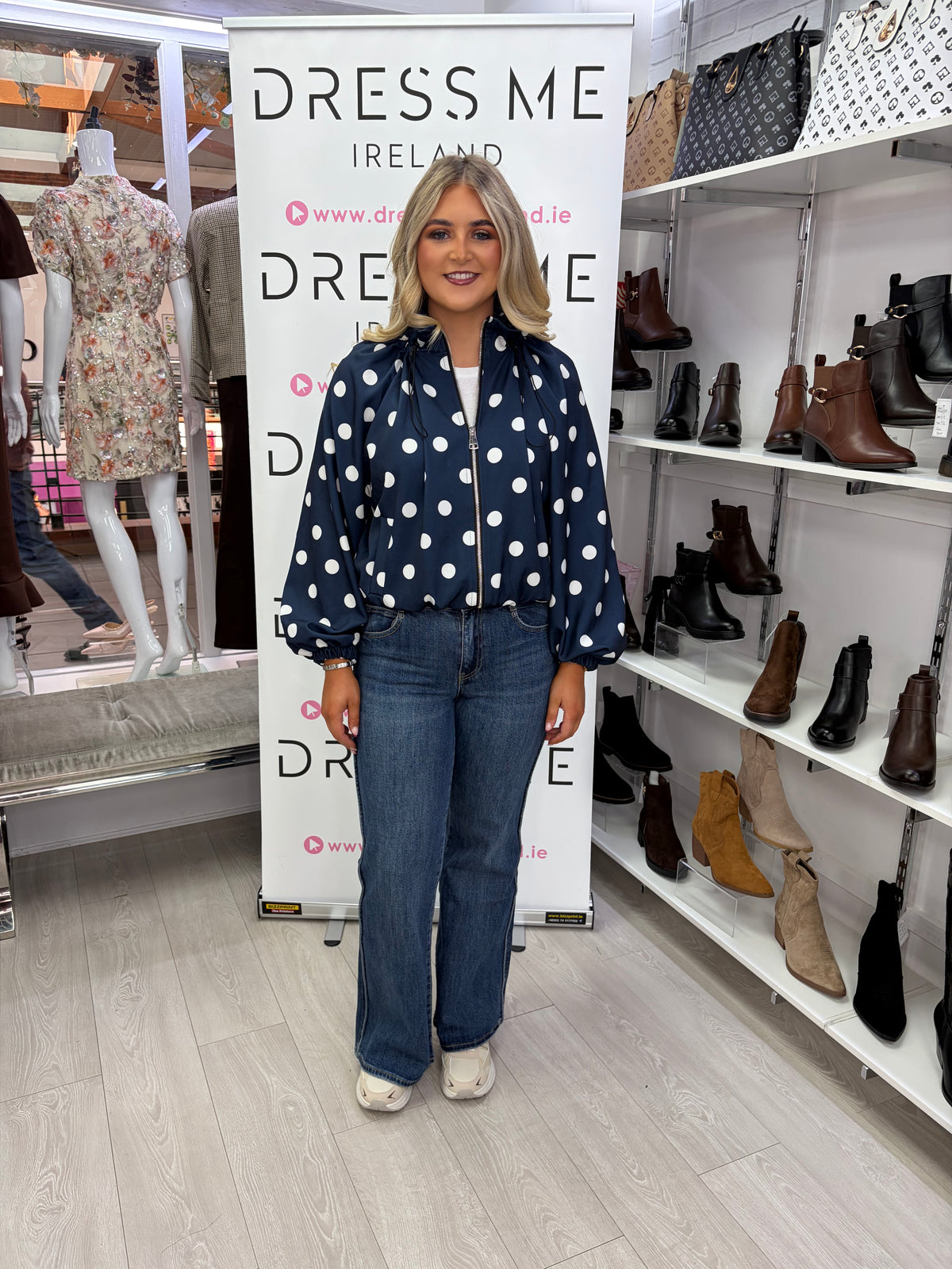 Hayleigh Polka Dot Jacket - Navy