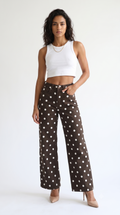 Ciara Brown Polka Dot Wide Leg Jeans