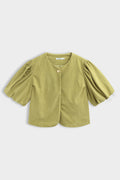 Fiadh Corduroy Puff Sleeve Jacket - Olive Green