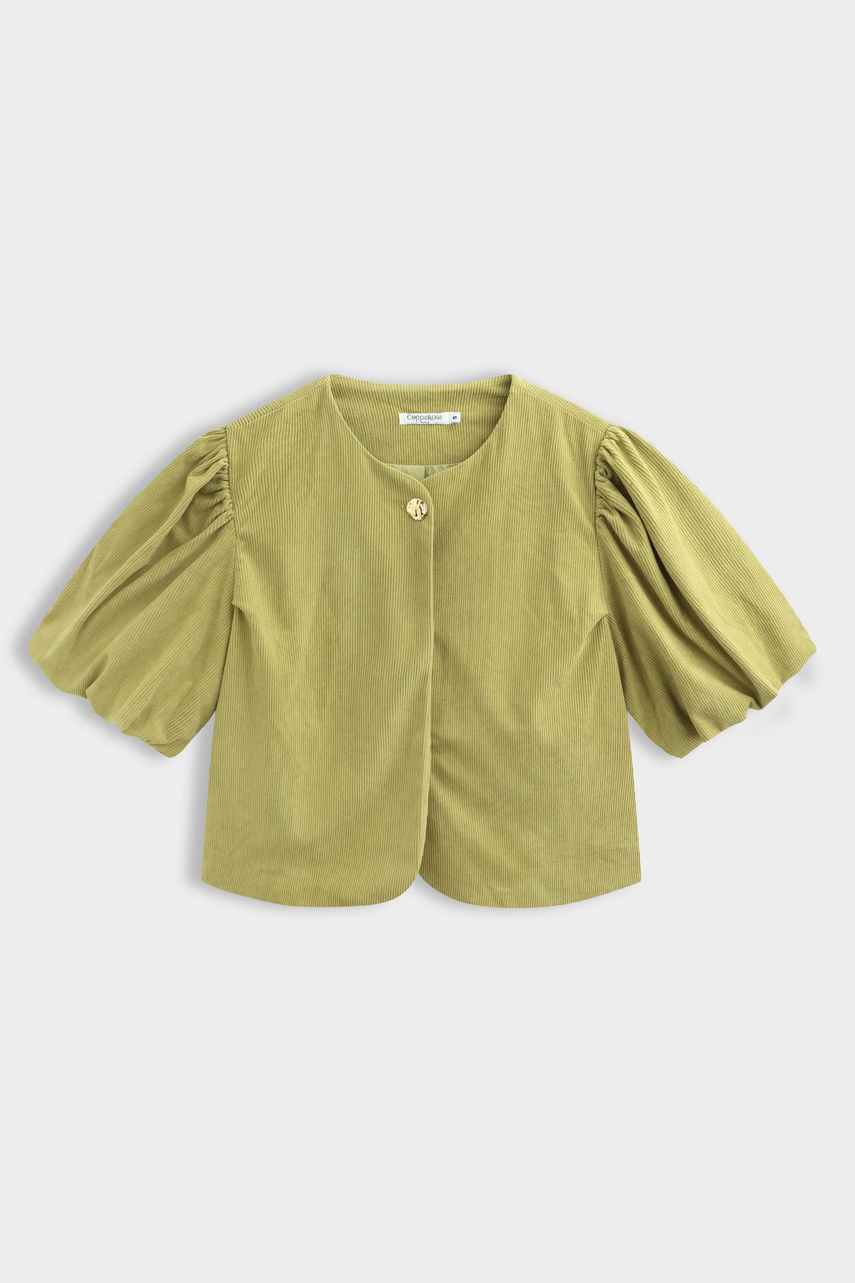 Fiadh Corduroy Puff Sleeve Jacket - Olive Green