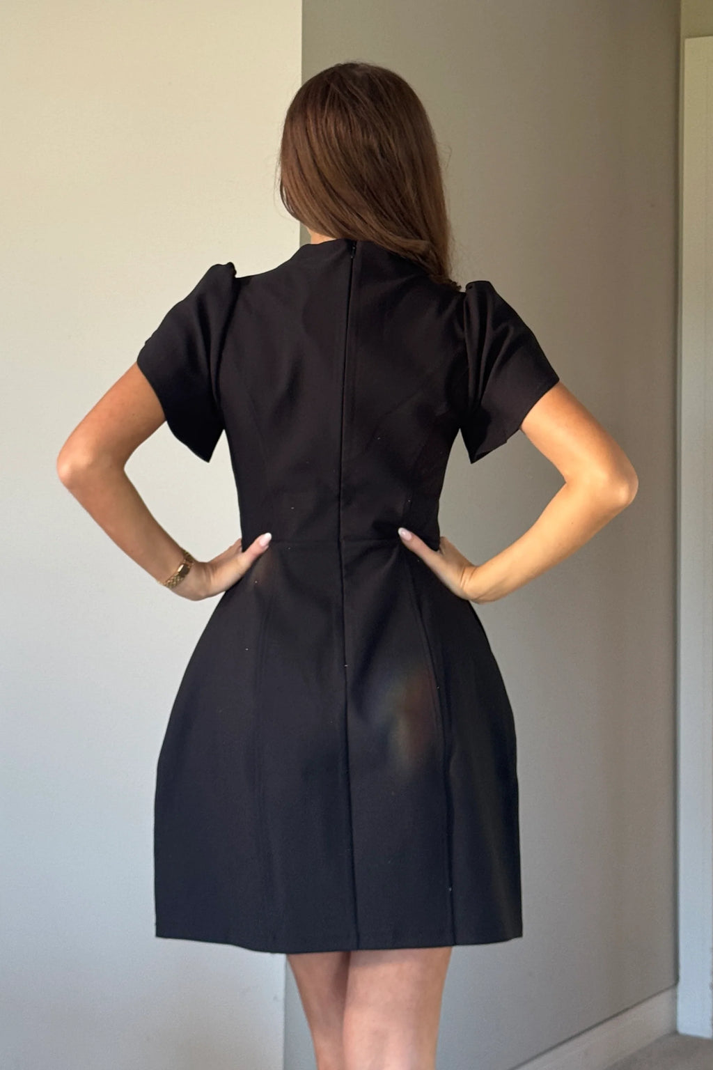 Ami Girl in Mind Black Puff Sleeve A-Line Mini Dress