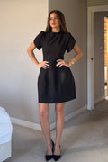 Ami Girl in Mind Black Puff Sleeve A-Line Mini Dress