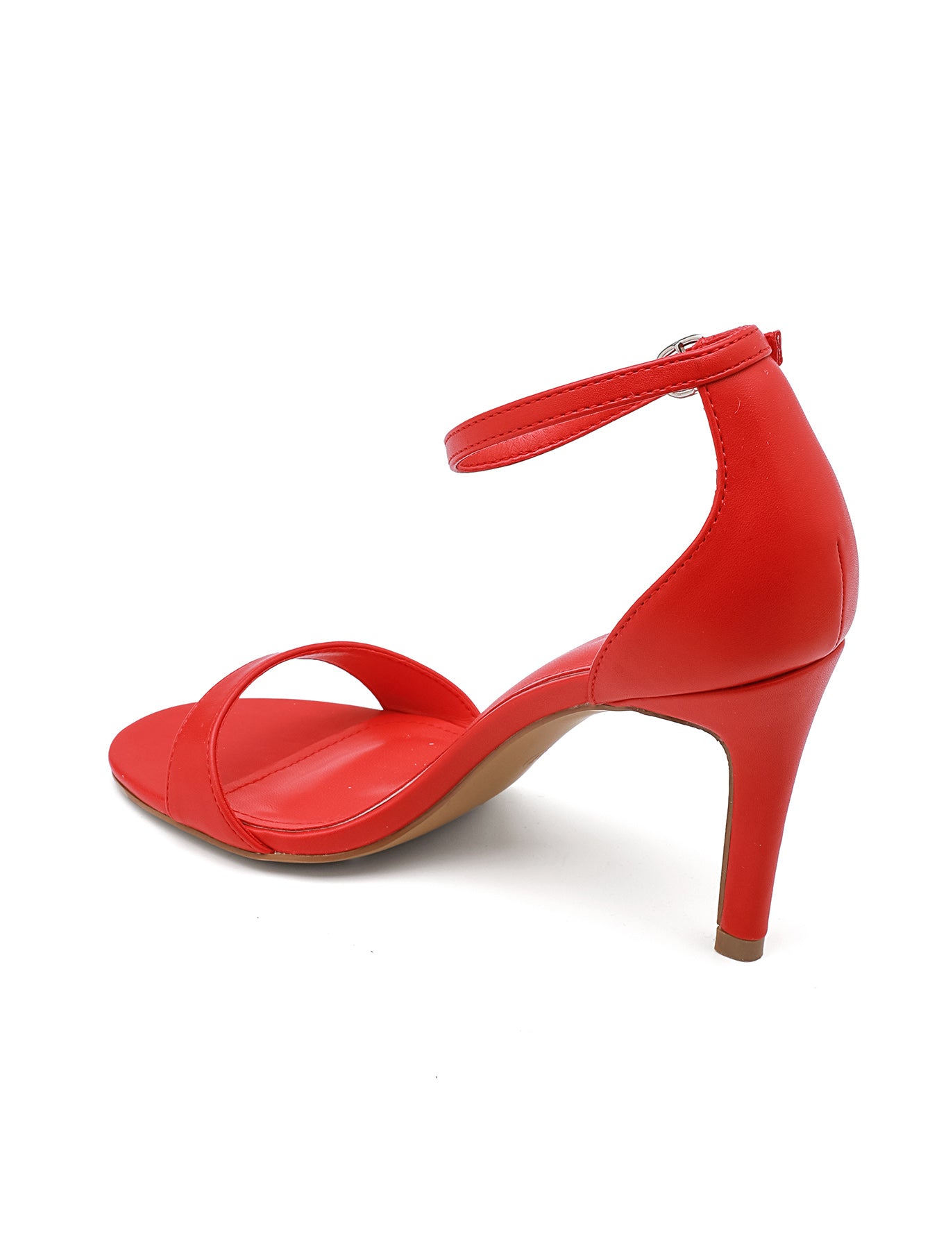 Esme Minimalist Ankle Strap Stiletto Heel Sandal - Red