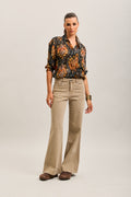 Kayleigh Toxik Beige High-Waisted Wide-Leg Jeans