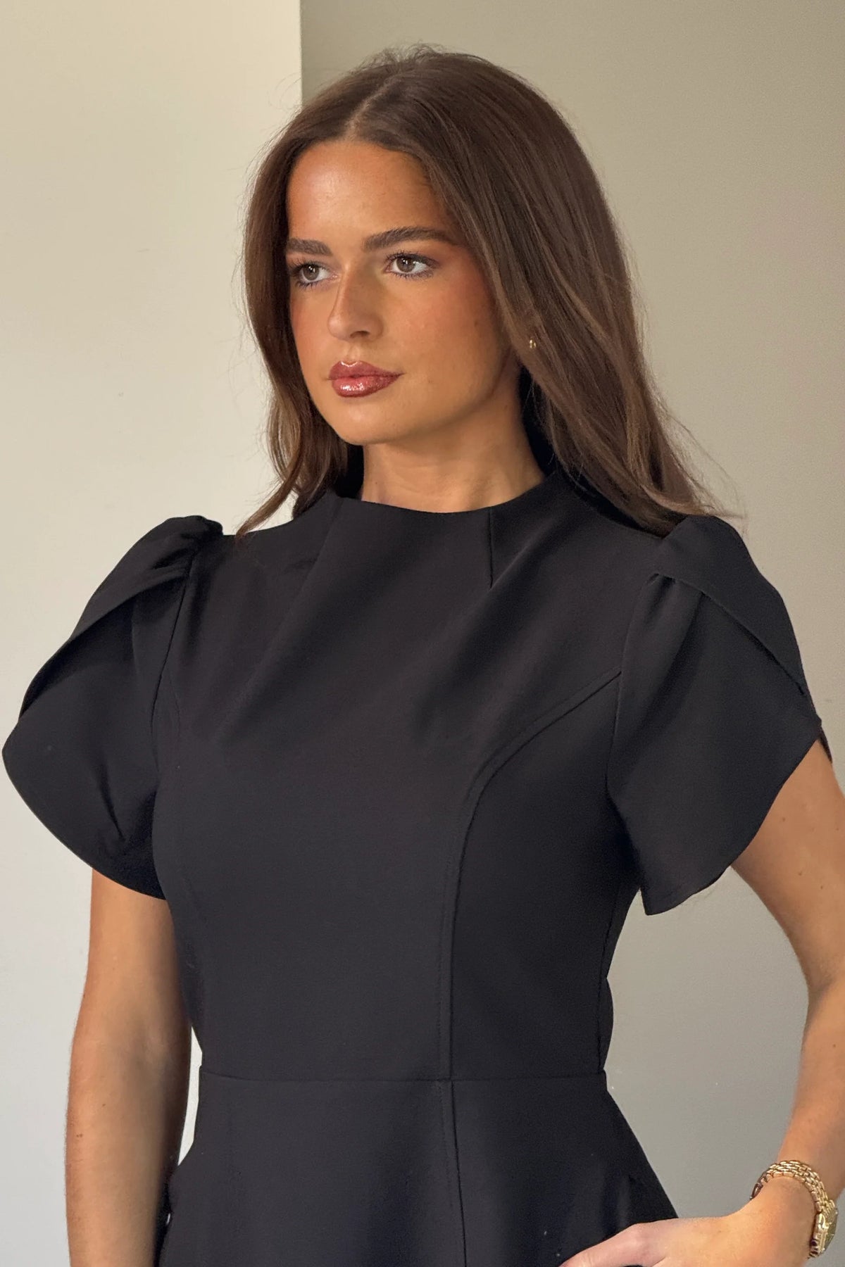 Ami Girl in Mind Black Puff Sleeve A-Line Mini Dress