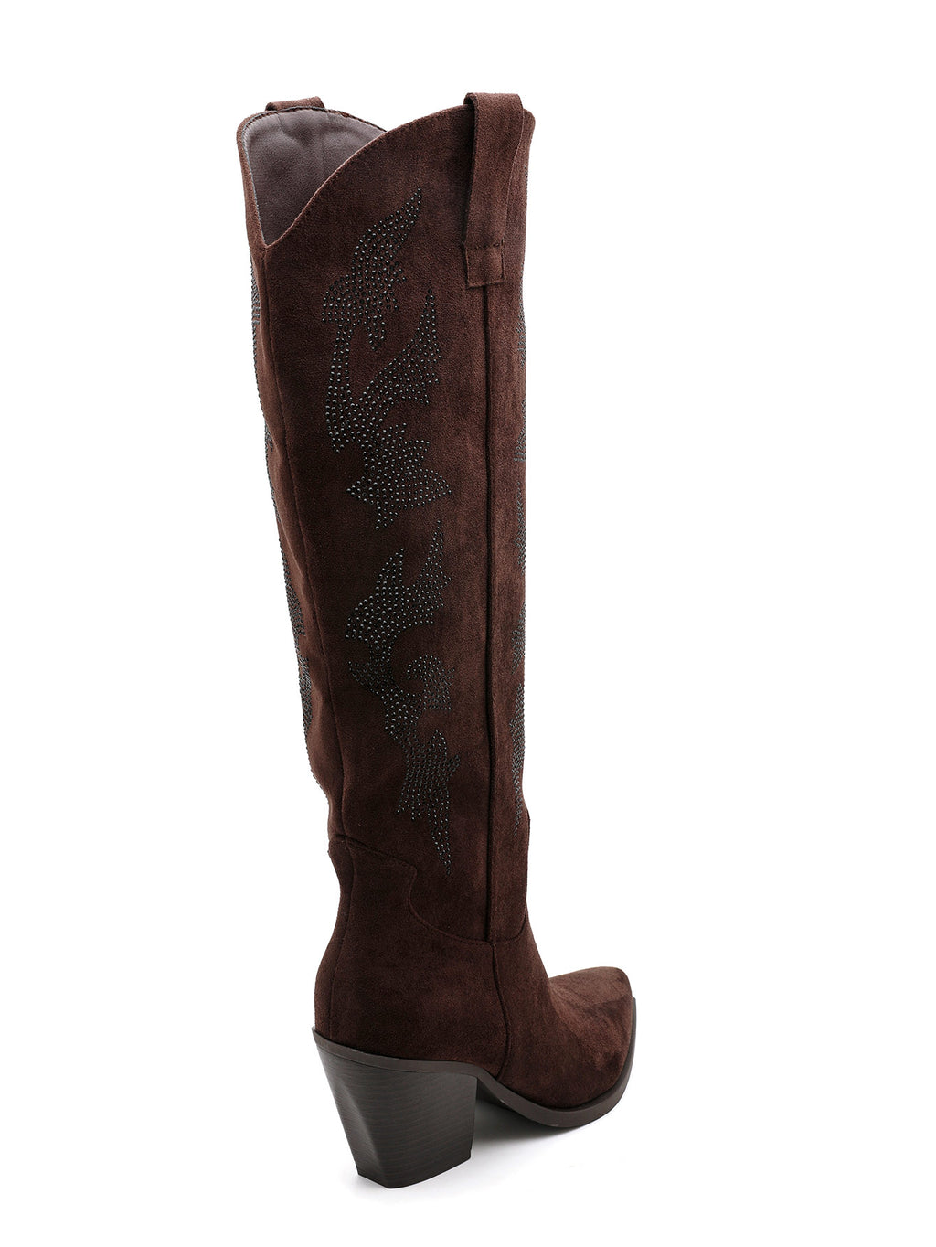 Billie Brown Embellished Western Knee-High Cowboy Boots