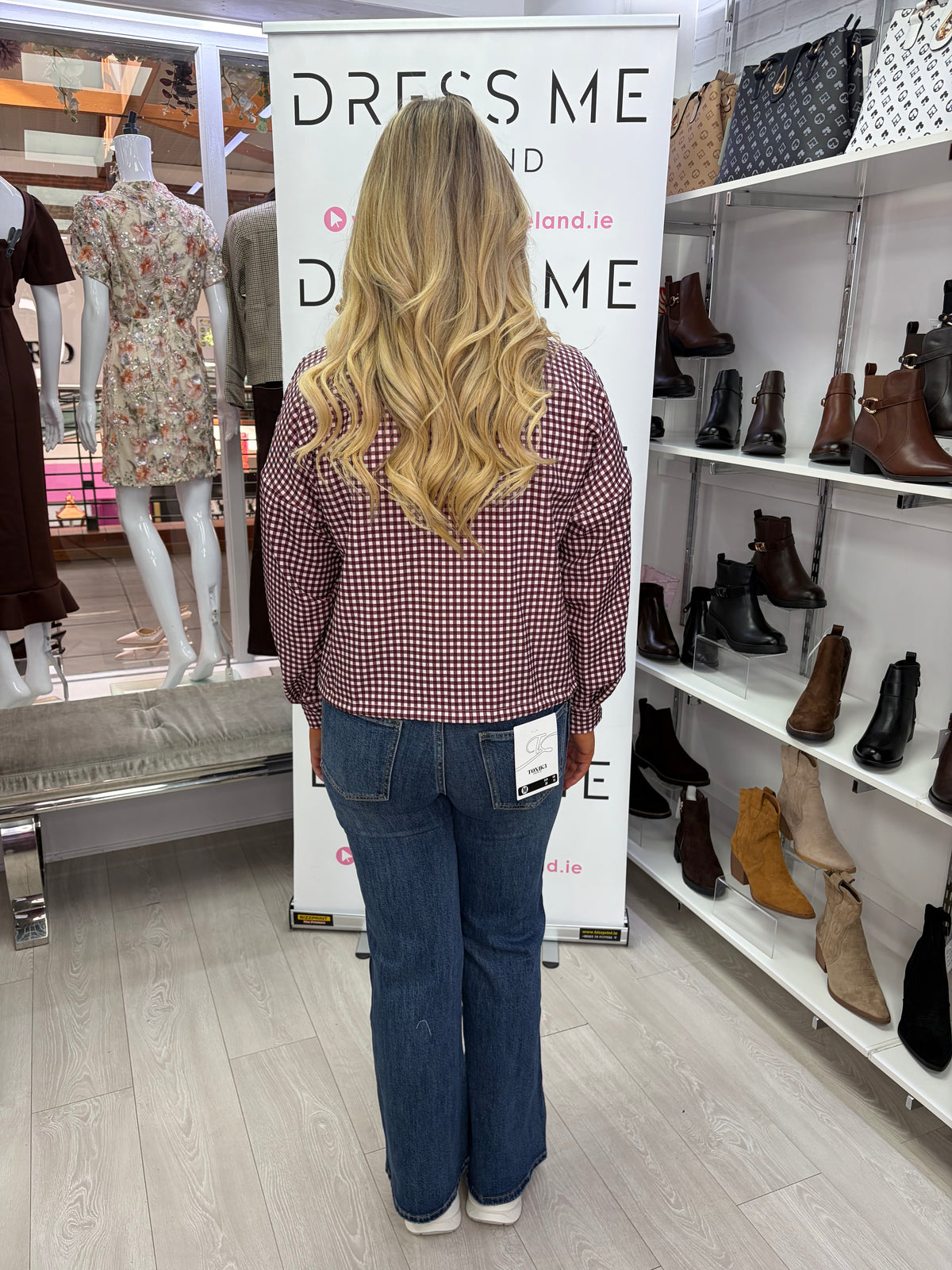 Melissa Checkered Zip Jacket - Wine