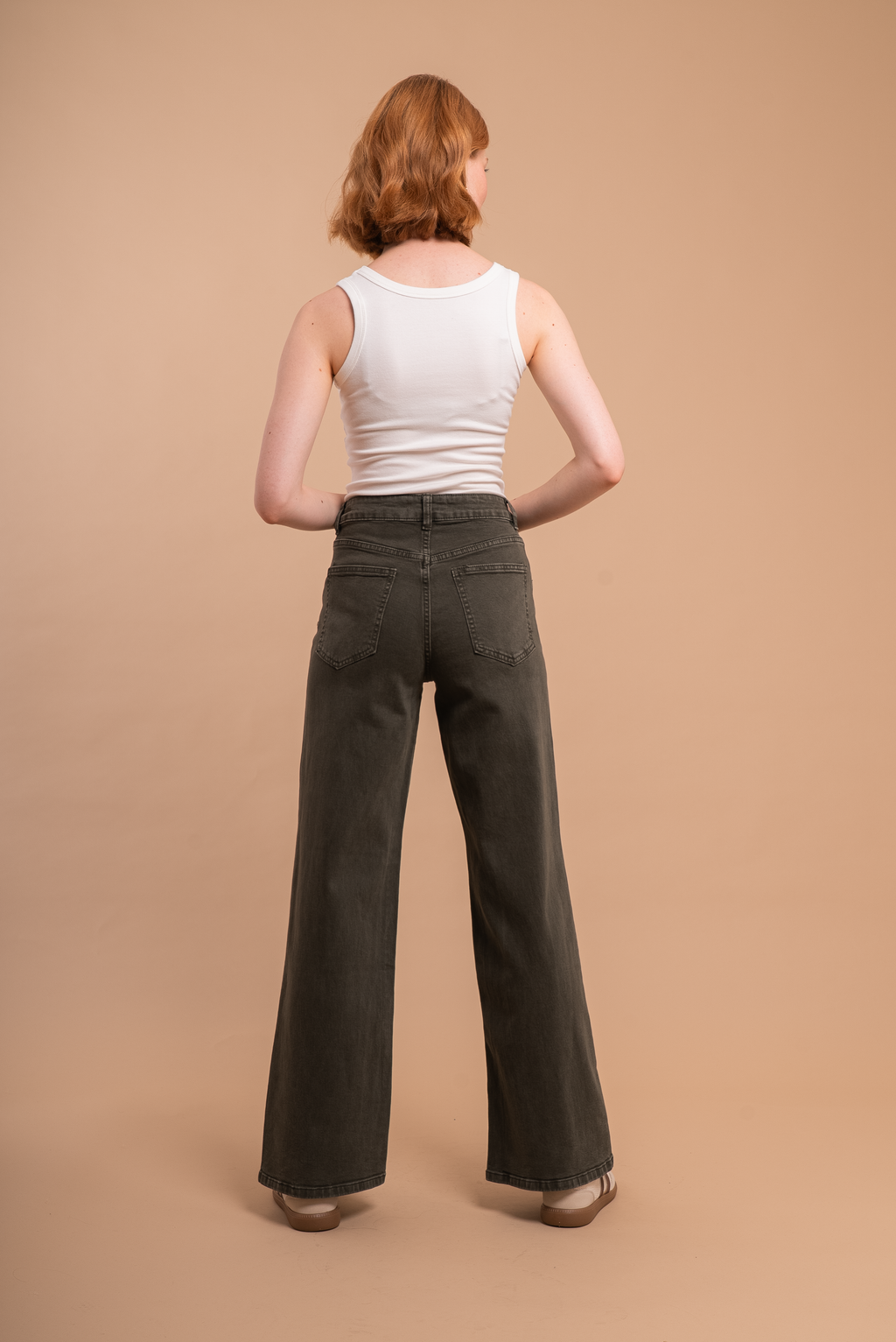 Jenny High Rise Wide Leg Jeans - Khaki