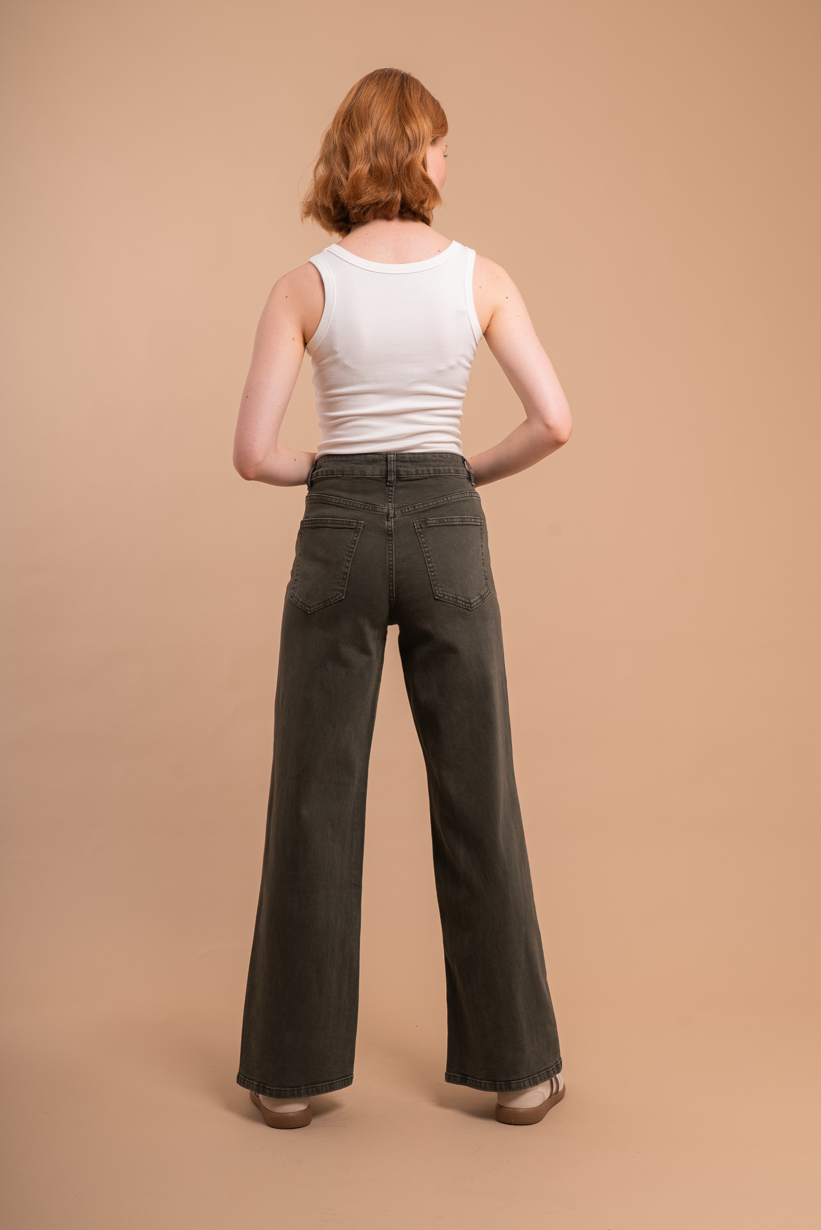 Jenny High Rise Wide Leg Jeans - Khaki